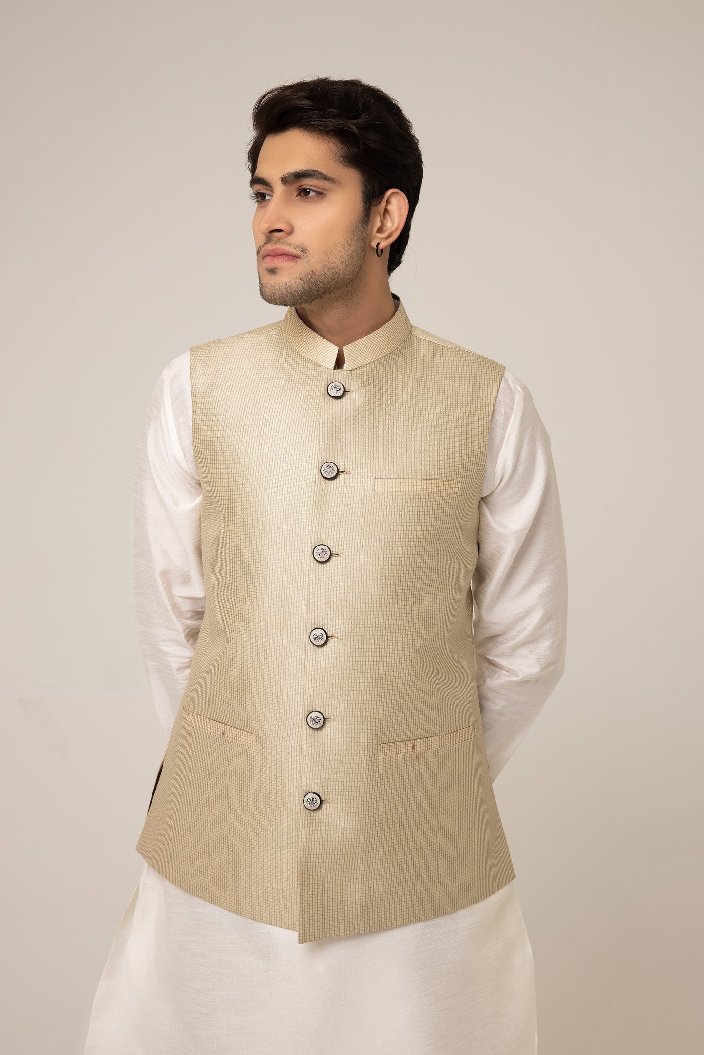 SKIN CHECK TEXTURED CLASSIC WAISTCOAT